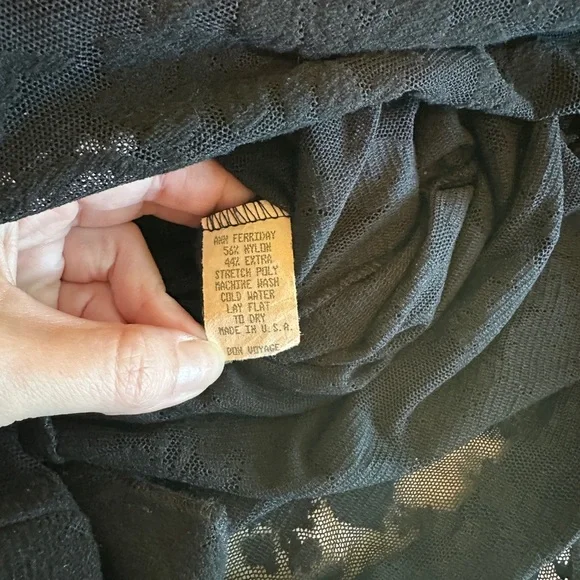 Y2K 90’s  Ann Farriday One Size Dress Stretch Lace 3/4 Sleeve EUC whimsygoth - Picture 8 of 8